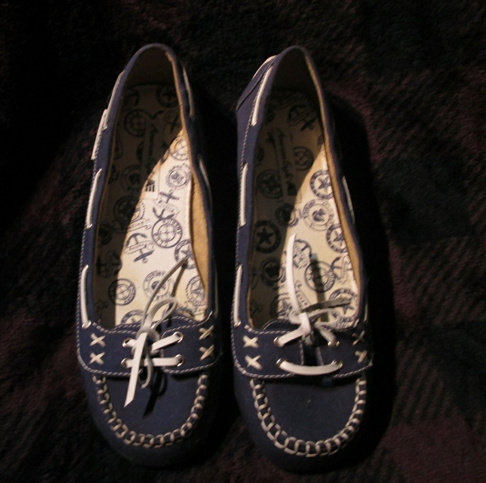 Navy Blue Flats Slip On Shoes